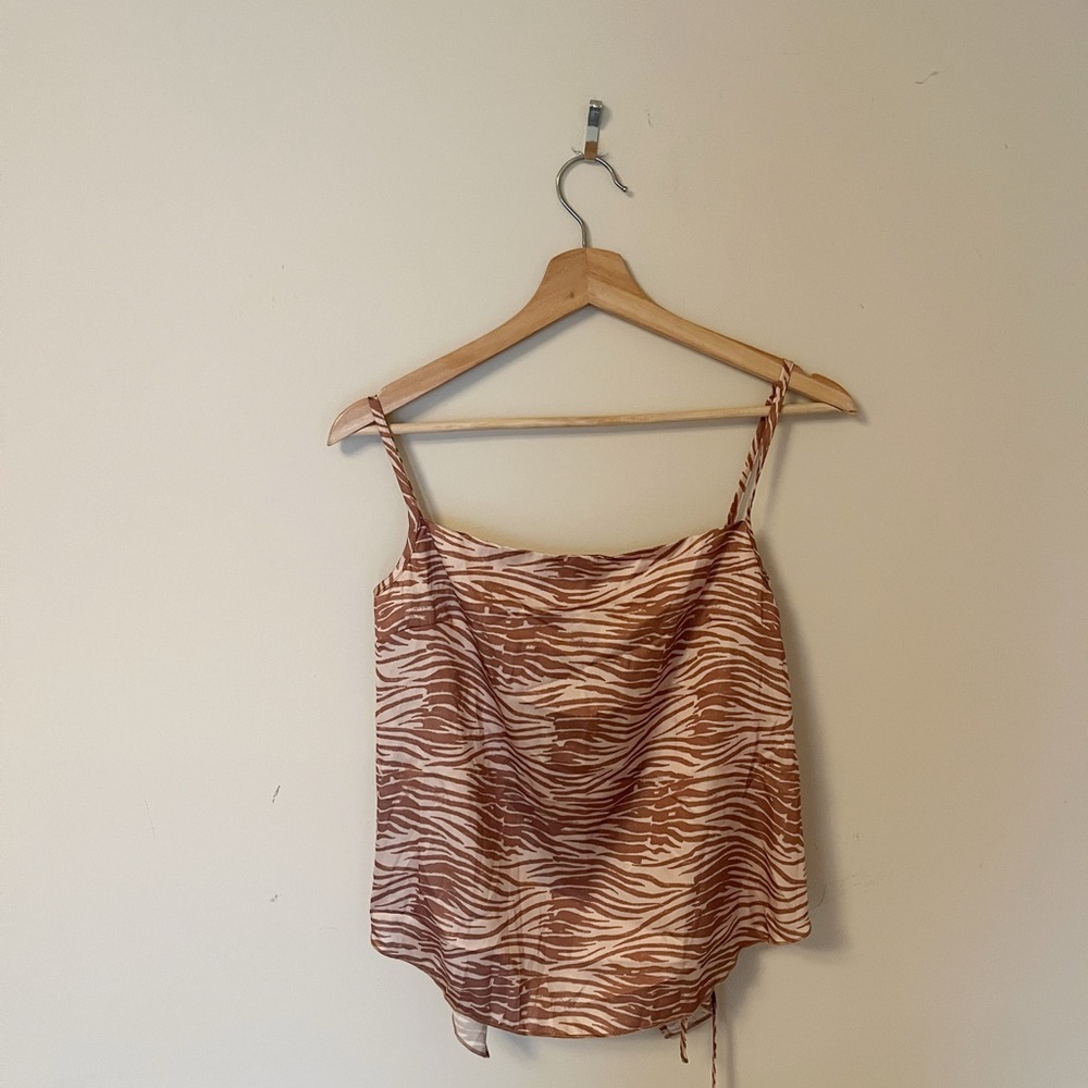Free People Brown Printed Adjustable Tank Top